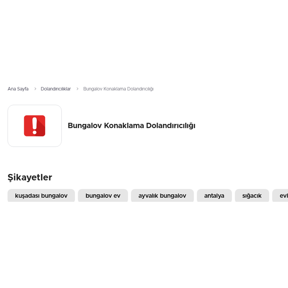 Bungalov Konaklama Dolandırıcılığı Antalya Şikayetleri - Şikayetvar