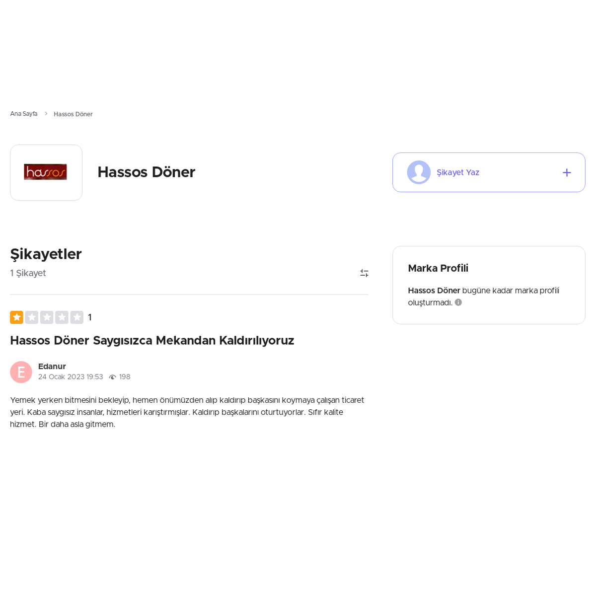hassos doner basaksehir sikayetleri sikayetvar