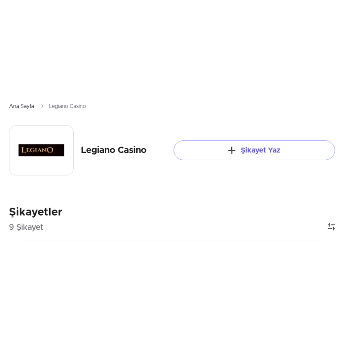 Screenshot dell interfaccia di Legiano Casino