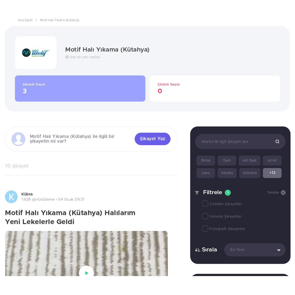 motif hali yikama kutahya sikayetvar