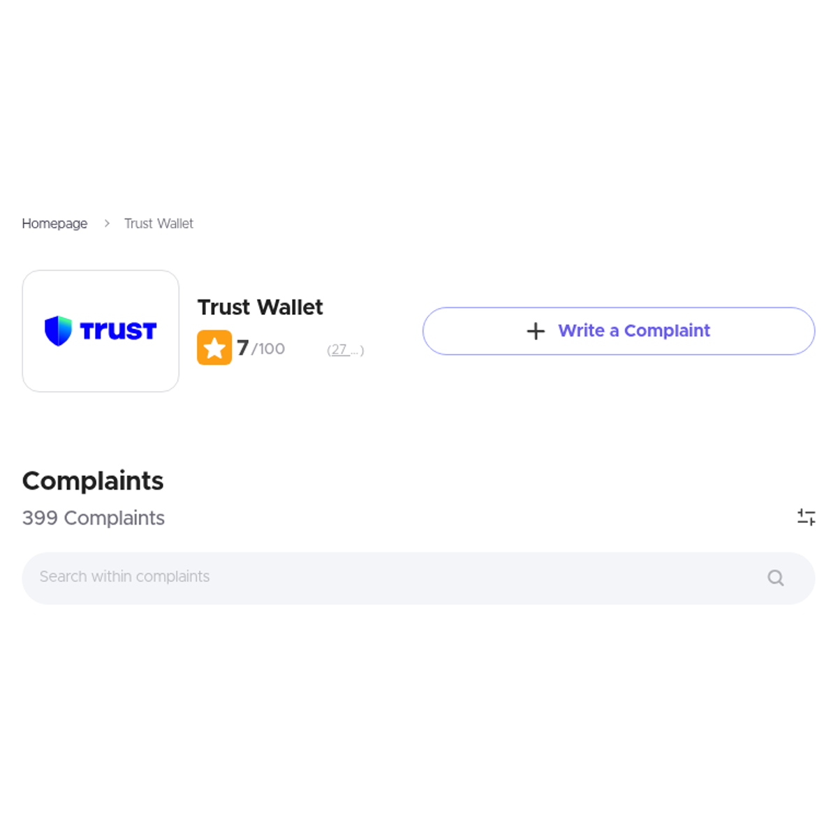 Trust Wallet Read Customer Complaints and Reviews - Xolvie