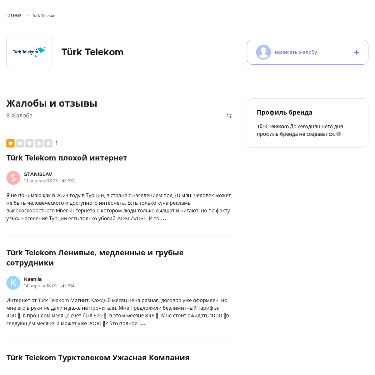 Жалобы и отзывы о Türk Telekom - Xolvie
