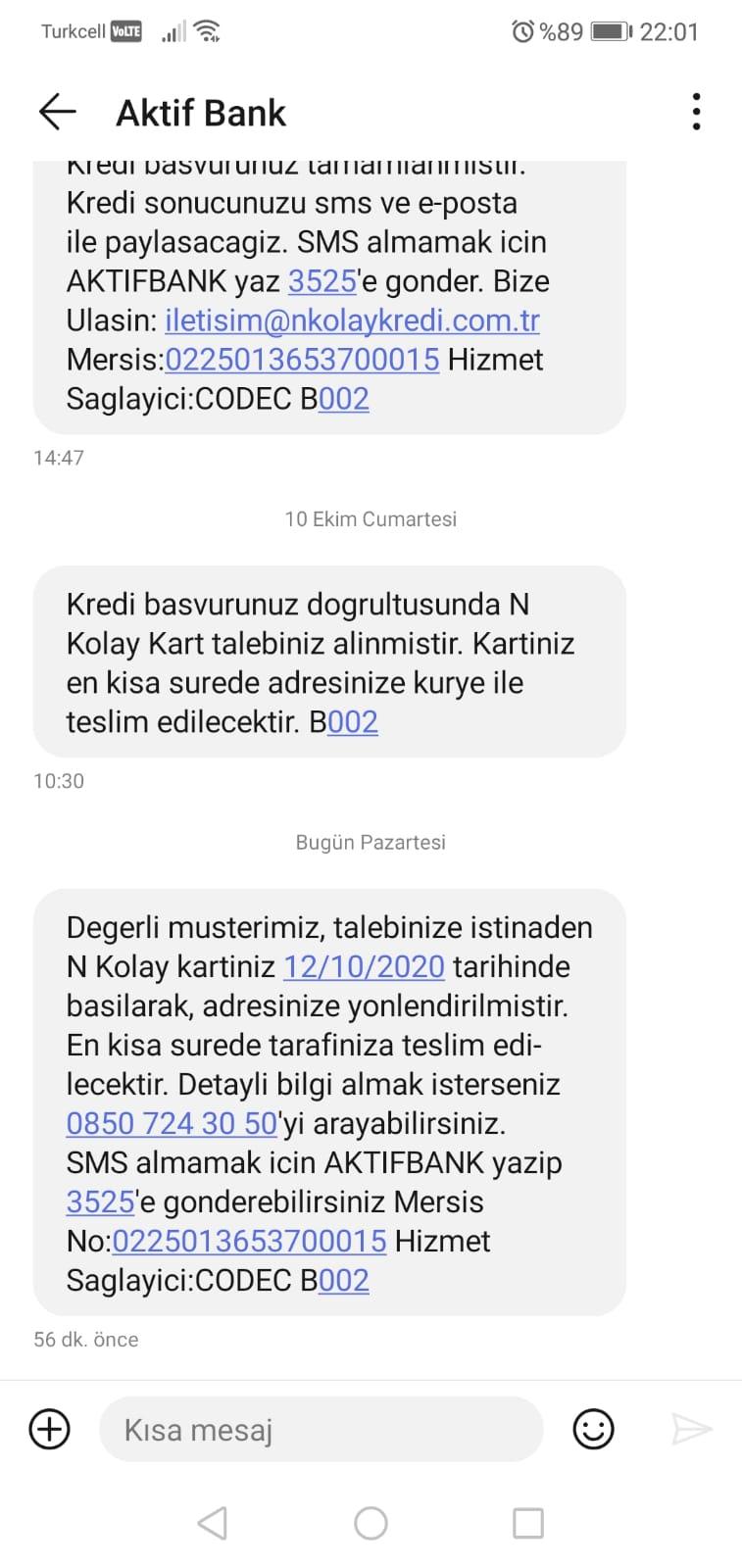 Aktif Bank Kartim Teslim Olmadi Sikayetvar