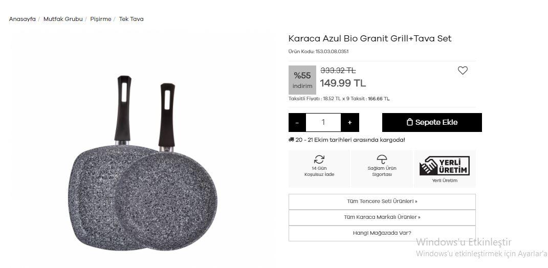 Karaca Avanos Bio Granit Grill Tava Set Trendyol