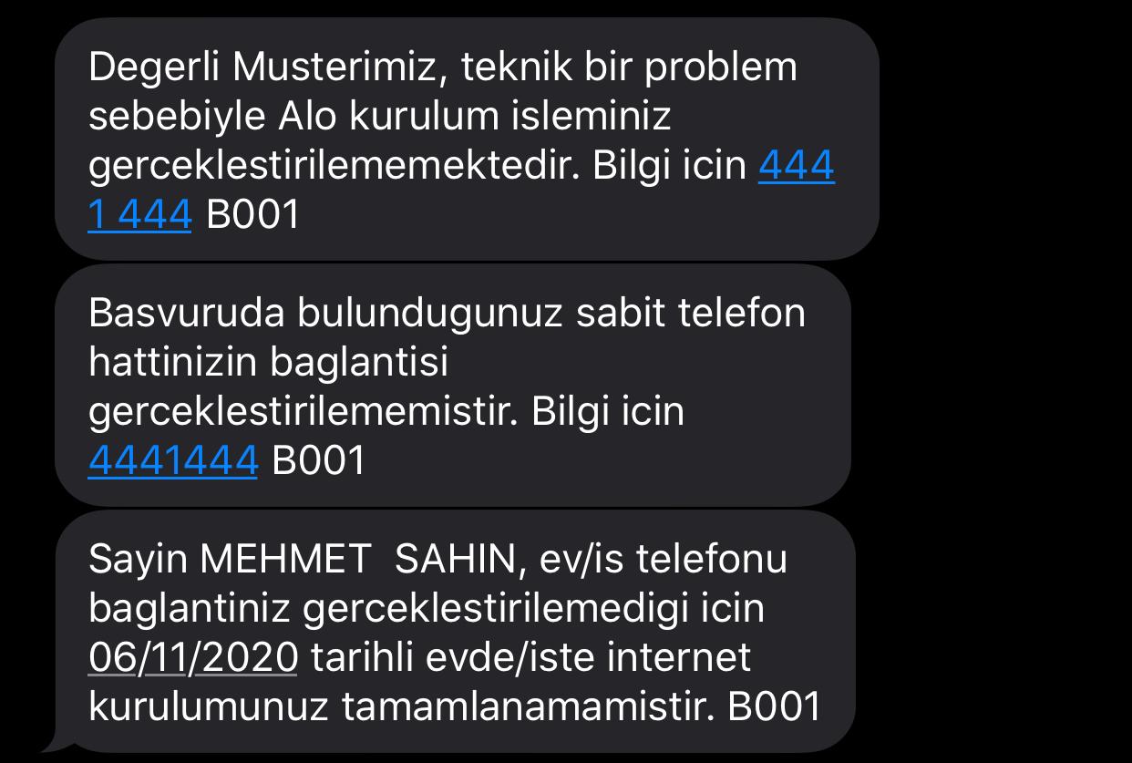 turk telekom internet baglatmak icin evime gelmeden kurulumu iptal etti sikayetvar