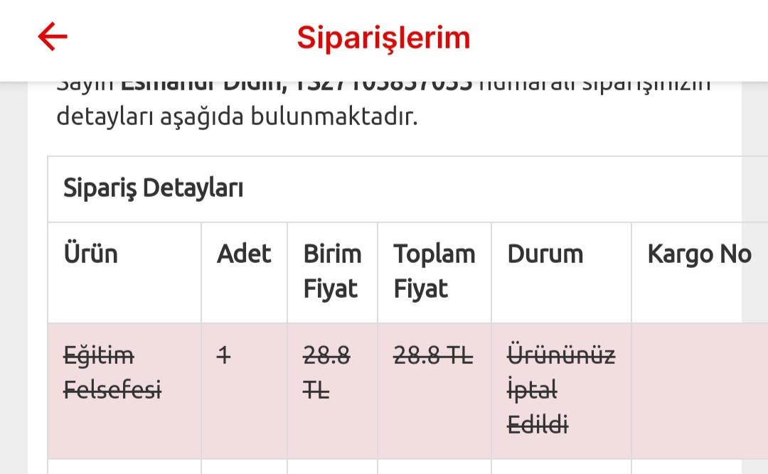 Bkm Kitap Ucretini Odedigim Kitap Urun Iptal Edildi Gozukuyor Sikayetvar