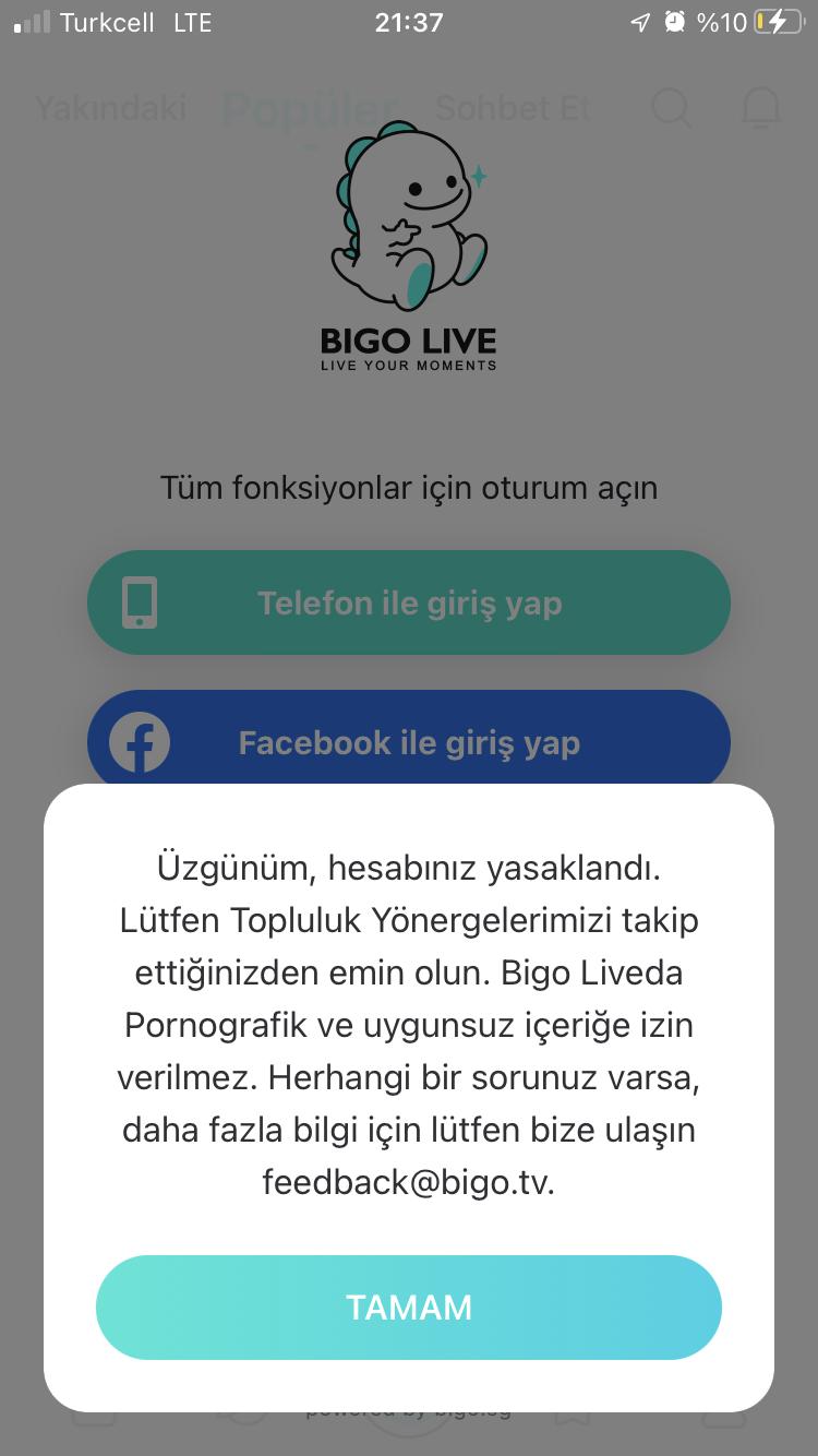BigoLive Türkiye A Class Ban - Şikayetvar