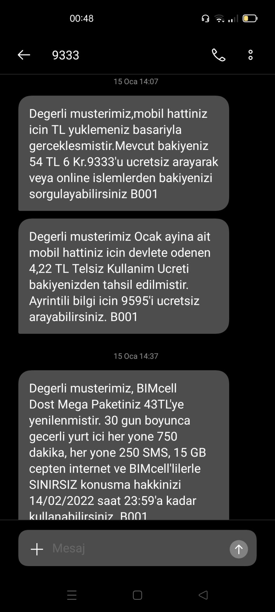 bimcell kayıt dışı kafasına göre tl kesiyor Şikayetvar