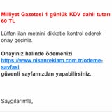 Milliyet Gazetesi  Seri İlanlar Gazete İlanı!