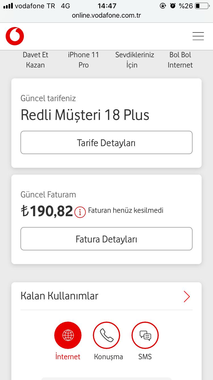 vodafone yurt dışı tarifesi haksız kullanım bedeli Şikayetvar