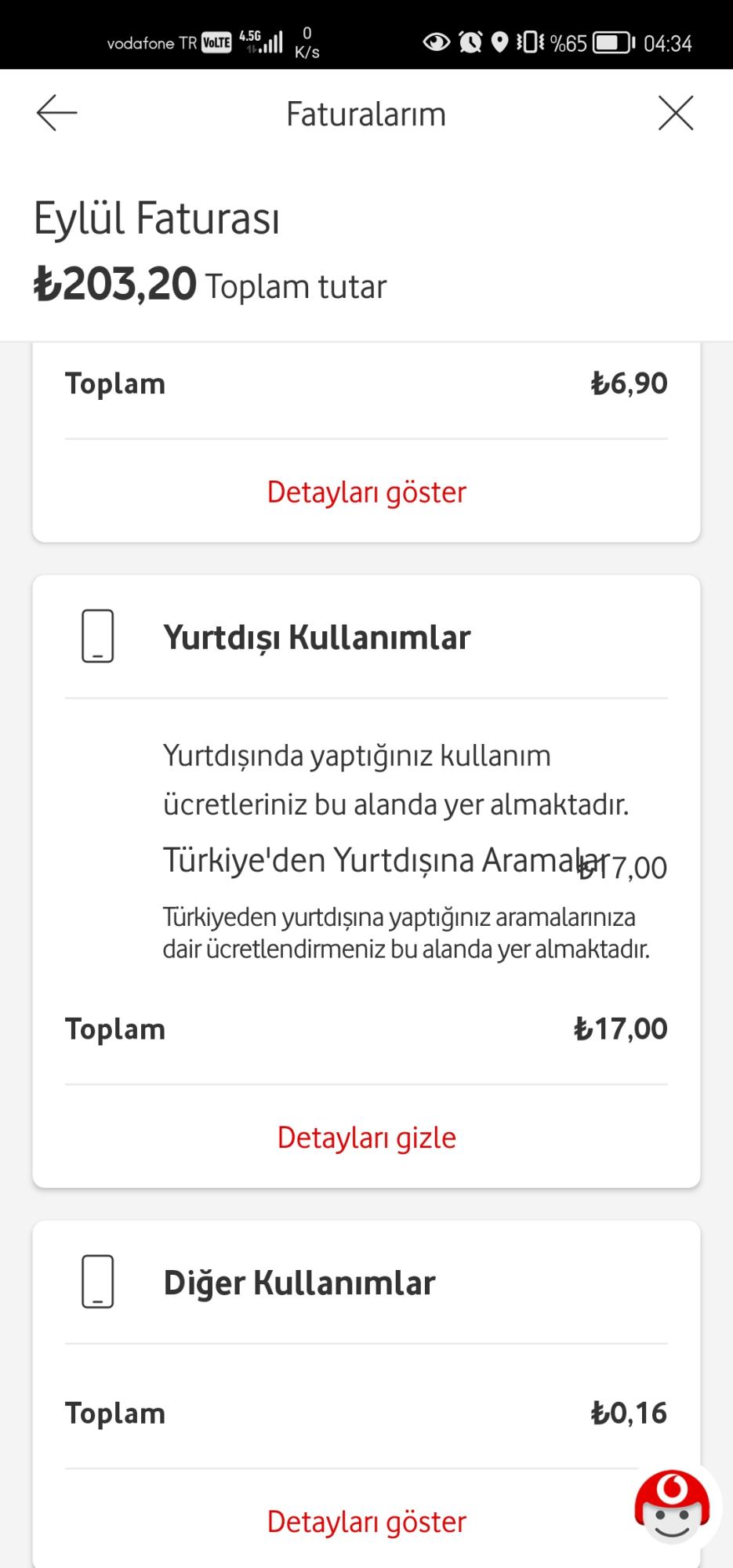 Vodafone Yurt Dışı Kullanım Yansıtılıyor Kullanım Yapmadığım Halde ...