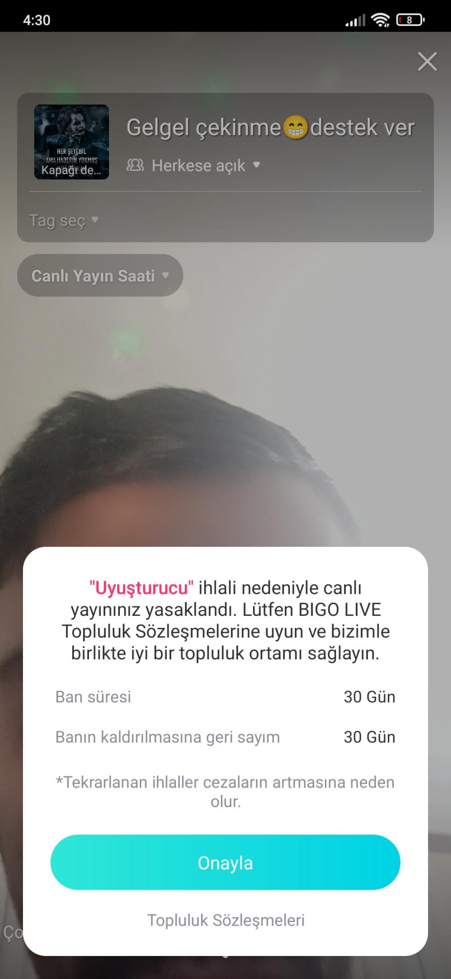 Bigolive Türkiye Normal Sigara İçtim Diye 30 Gün Ban Yedim! - Şikayetvar