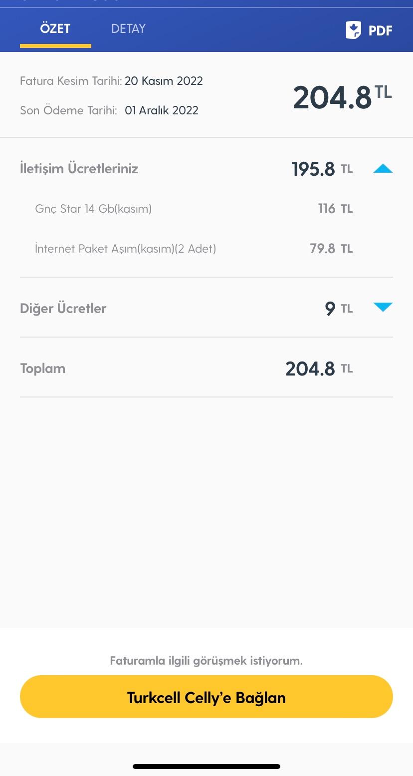 turkcell hattıma gelen fatura fiyatı Şikayetvar