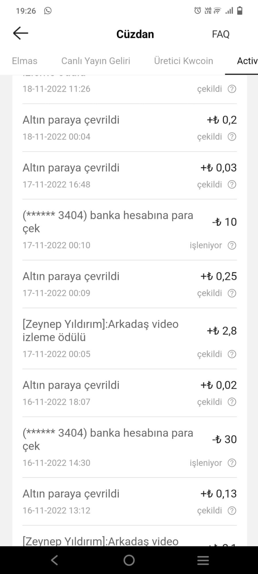 Kwai Kazandığım Paramın Hesabıma Geçmemiş Olması 9 Gündür Şikayetvar