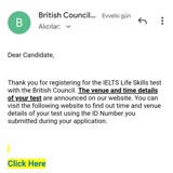 British Council Sınav Saati Bilgilerim Gelmedi