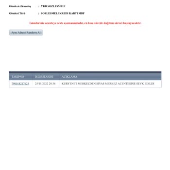 Kuryenet Sivas Şube Kartımı Teslim Etmiyor