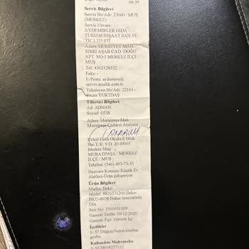 Beko Muş Merkez Aydemirler Arçelik Servisi Sorunu