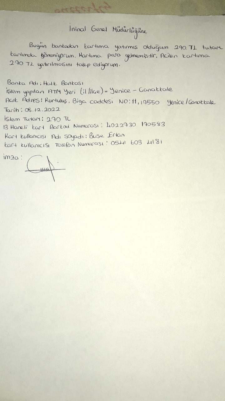 Çözüldü: İninal Kart Bankadan Yatırılan Paranın Kartta Görünmemesi ...