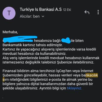 İşCep Bankamatik Kartım Gönderilmedi