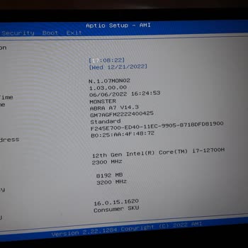 Monster Abra A7 Bios'ta Takılı Kalıyor