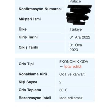 HotelRunner White Palace Hotel Rez İptal Ediyor