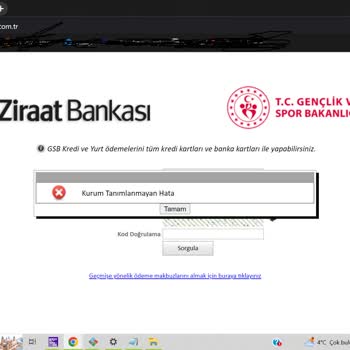 Ziraat Bankası KYK Kurum Tanımlanmayan Hata