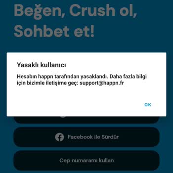 Happn Hesabım Yasaklı Kullanıcı Olarak Görünüyor