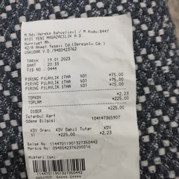 A101 Patlak Pirinç Poşeti