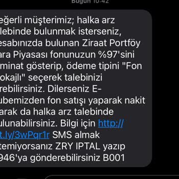 Ziraat Yatırım ZBorsa Paramı Onaysız Başka Bir İşlemde Değerlendirmesi