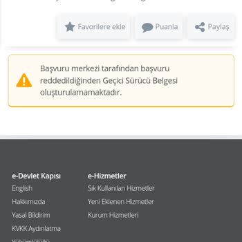 Nüfus ve Vatandaşlık İşleri E-Devlet Geçici Sürücü Belgesi Reddedildi Hatası