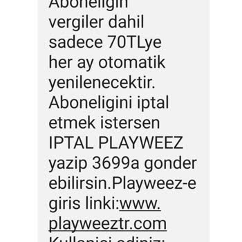 Playweez Abone Şikayet Ücretlendirme