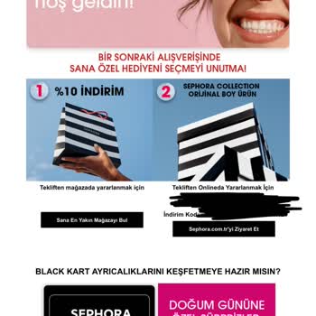 Sephora Black Hediye Çekini Tekrar Tanımlanmaması