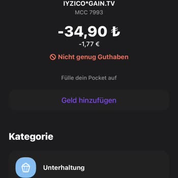 Iyzico/Gain TV belastet meine Kreditkarte ohne Erlaubnis und Wissen