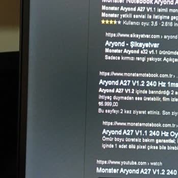 Monster Aryond A27 27" 240hz 1m Monitörde Ölü Piksel