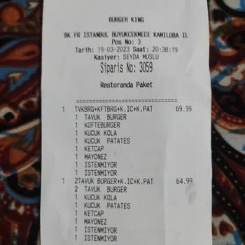 Burger King Paket İçeriği Eksik Ve Yanlış