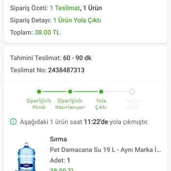 Hepsiburada Sırma Damacana Su Göndermiyor