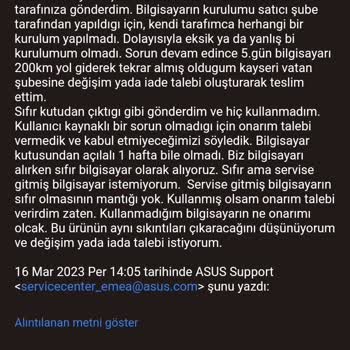 Asus Tuf Gaming PC Ve Vatan Bilgisayar Değişim Yapmıyor