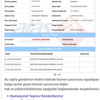 Aras Kargo Kargomu Evime Getirmiyor