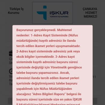 İşkur Adres Kayıt Sistemi Hatası Veriyor