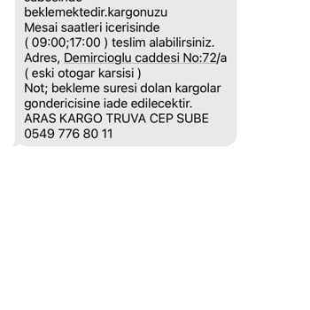 Çanakkale Aras Kargo Dağıtıma Çıkmıyor Şahsi Telefondan Mesaj Atıyor