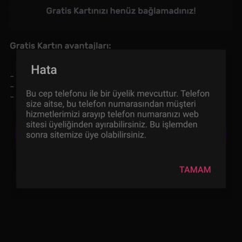 Gratis Kartı Uygulamaya Bağlayamıyorum