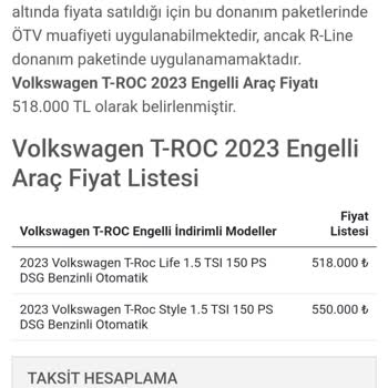 Volkswagen T-roc ÖTV Siz Sorunu