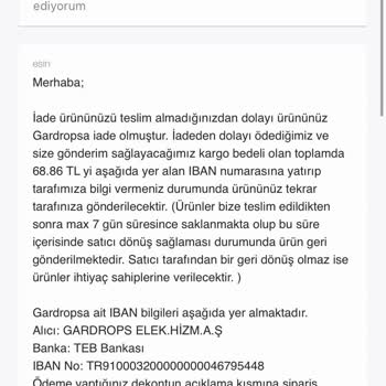 Gardrops Kargo Ücretini Ödemem Şartıyla Ürünümü Göndereceğini Söylüyor