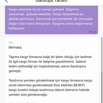 Gardrops Kargo Ücretini Ödemem Şartıyla Ürünümü Göndereceğini Söylüyor