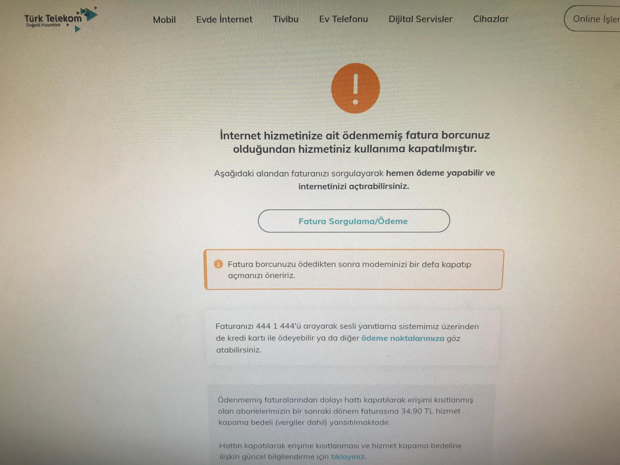 T Rk Telekom Fatura Bilgilendirmeden Hat Kapama Yap P Cret Al Yor