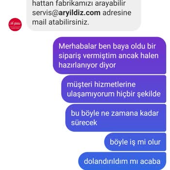 Aryıldız Müşteri Hizmetlerine Ulaşamama, Ürünümün Kargolanmaması