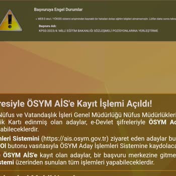 Ösym Tercih Başvuruya Engel Durumlar