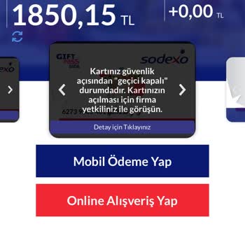 Sodexo Kartı Geçici Kapalı