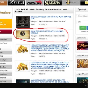 İtemci 1300 Tl Civarı Metin2 Hesabım Gitti