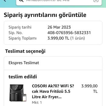 Cosori 24 Saat Geçmeden Aldığım Ürünün Fiyatı İndi Fark İadesi Talebi